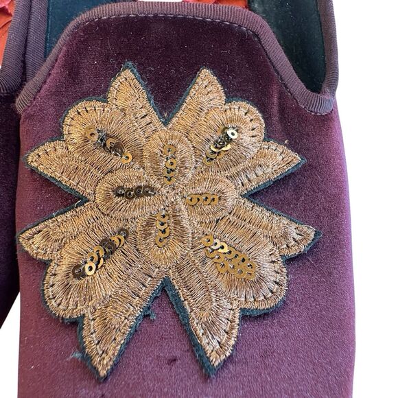 Birdies The Starling loafers in Bordeaux velvet with sequin embroidery Size 11 - Picture 8 of 15
